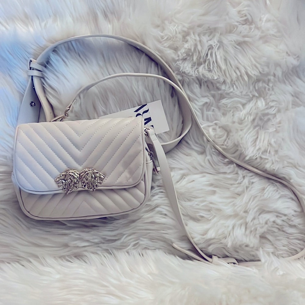 ZARA Cream Lion Head Waist Bag w/ crossbody strap and waist belt